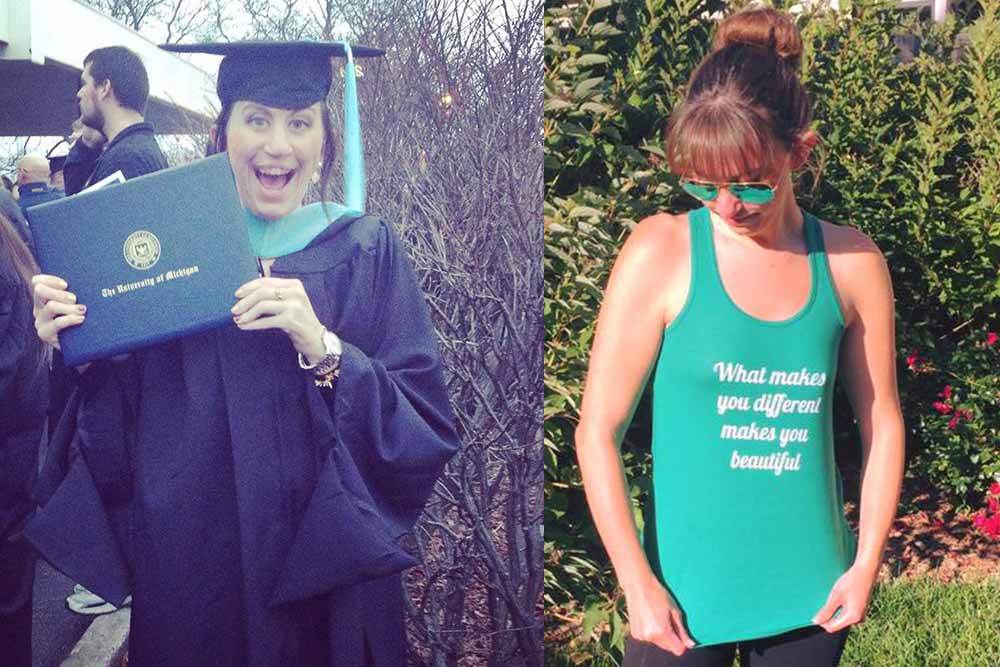 Ashley Barbour graduates and wears a positive message on her shirt