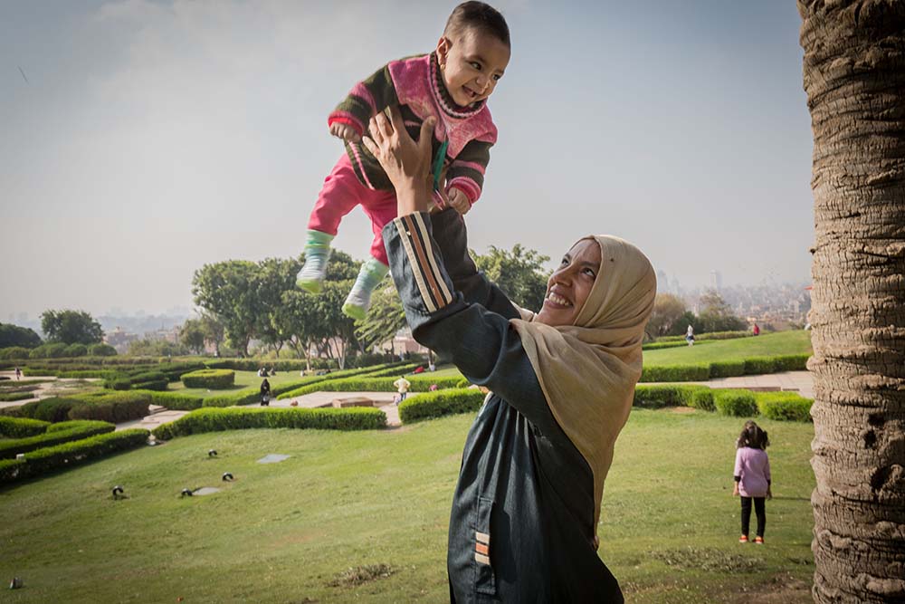 Rawda tossed up in the air by mom