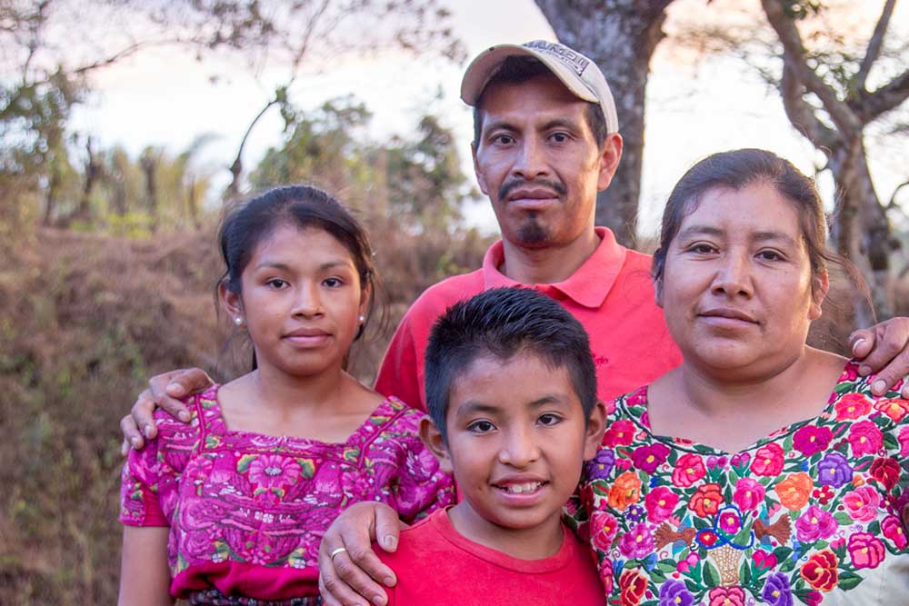 Valery's family wearing bright clothing