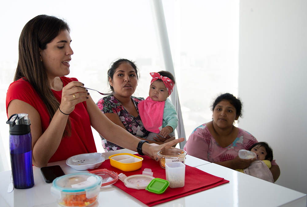 Adriana demonstrates healthy food