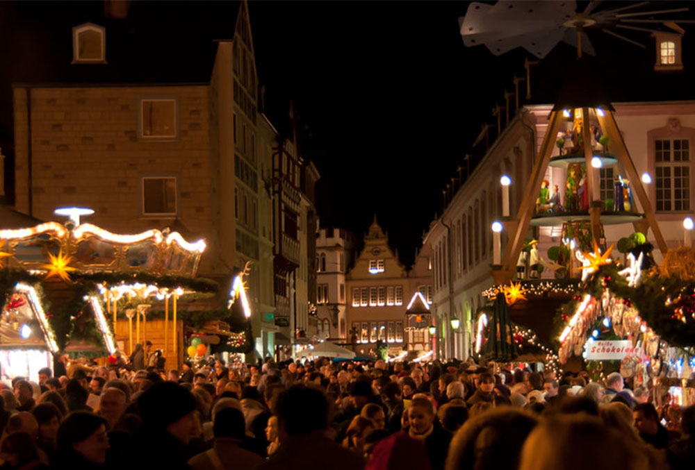 People in a German Christmas market