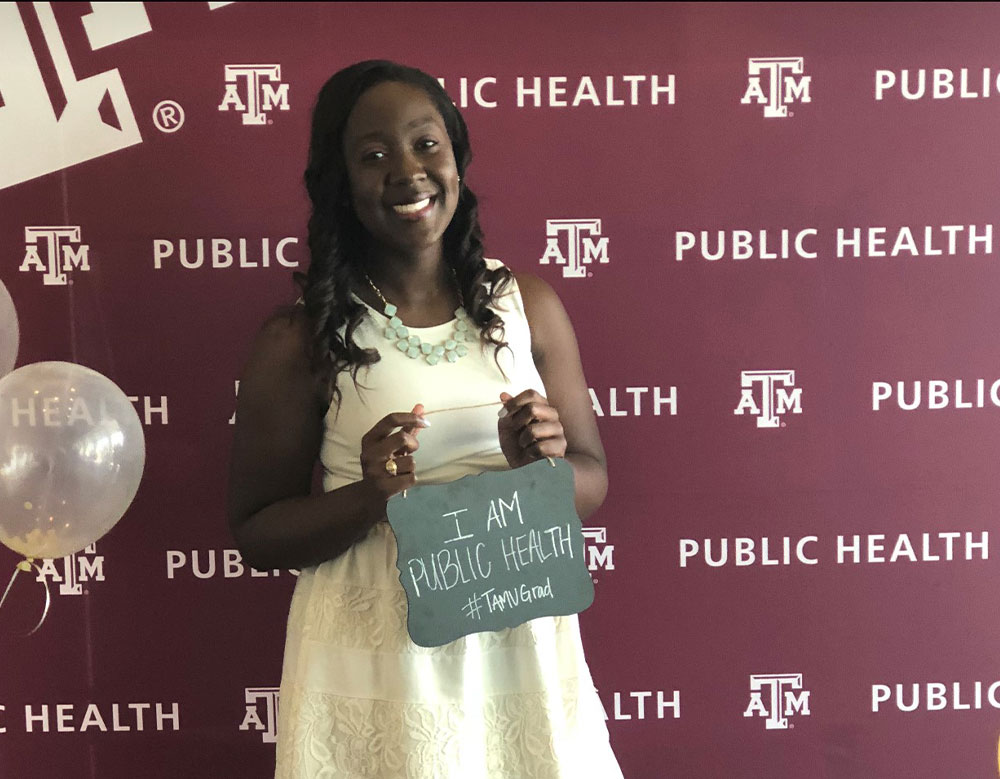 Christian graduating from the Texas A&M School of Public Health