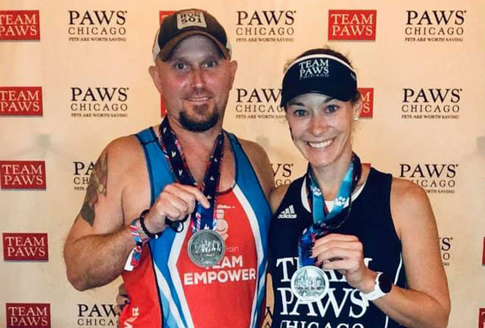 Eddie and Shelly show off their medals