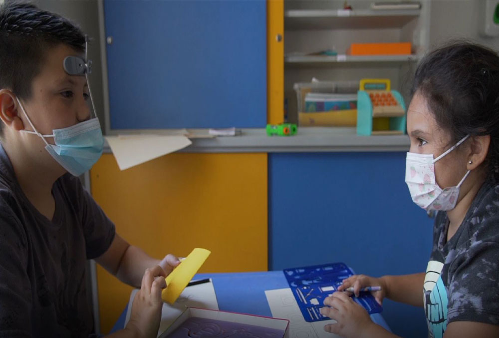 Amaro does a therapy session with a friend at Fundación Gantz