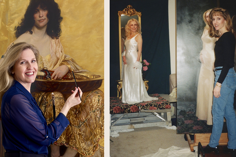 Over 20 years ago, Bob Podesta commissioned Nanette to paint his wife, Cher (right). He commissioned her again to paint a replica of Regnault's, Salome, completed in 2020 (left).