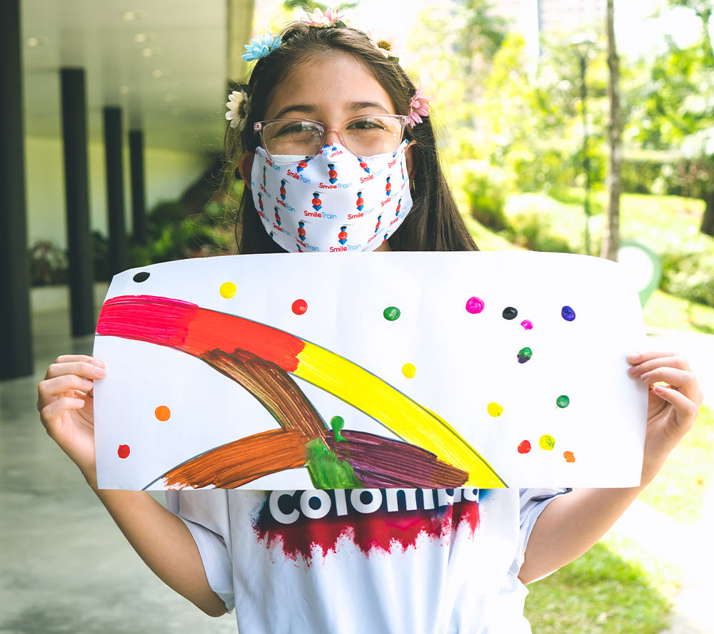 Valery with a mandala she made at Project Life