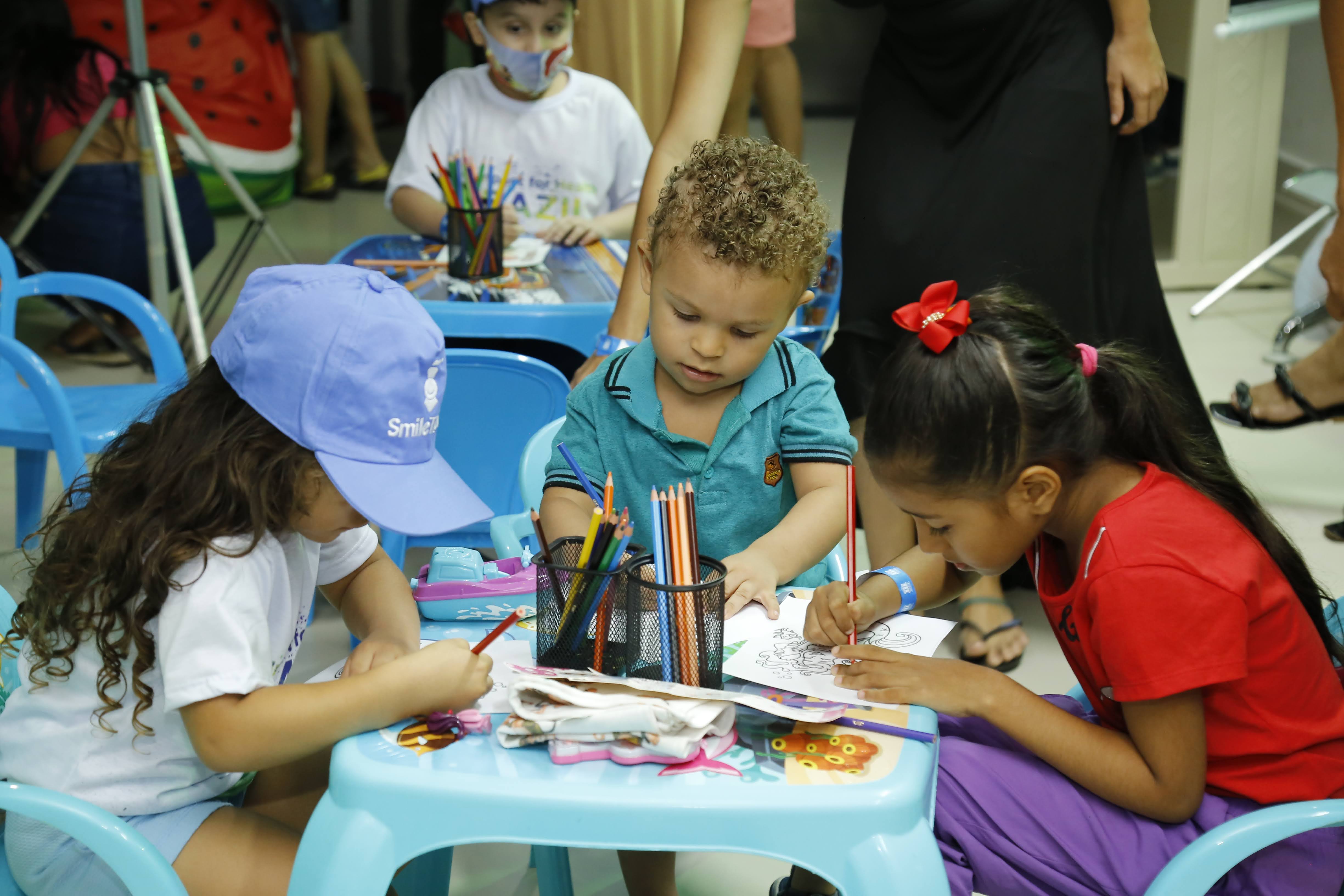 Children participate in the art workshop