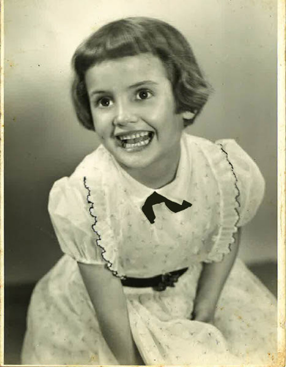 Black-and-white photo of Linette as a girl