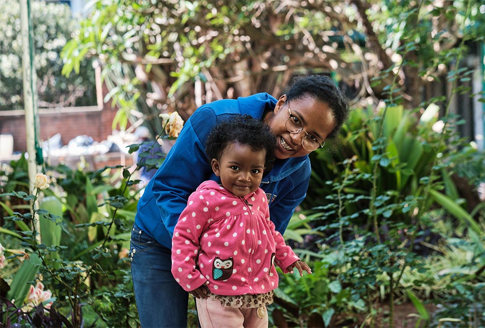 Tsiorihasina standing outside in front of her mom