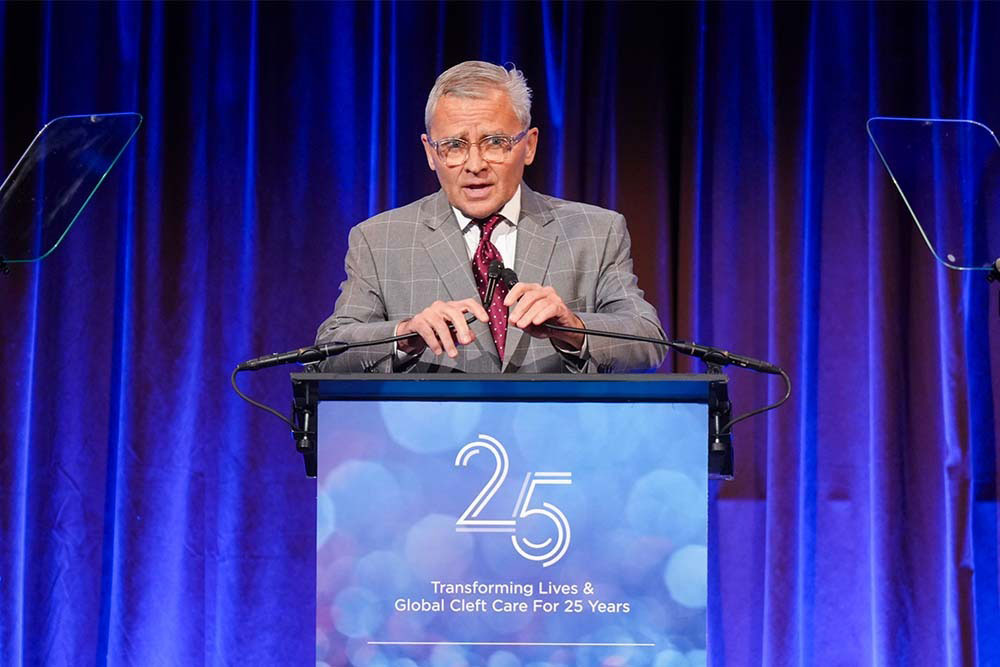 Dr. Larry Hollier, Chair of Smile Train’s Medical Advisory Board, introduces the Teach a Woman to Fish Award