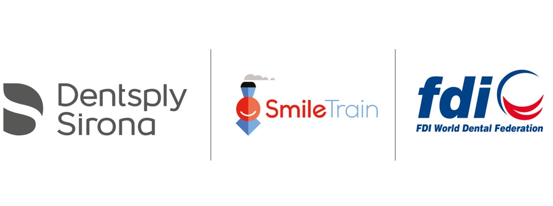 Dentsply Sirona, Smile Train and FDI logos