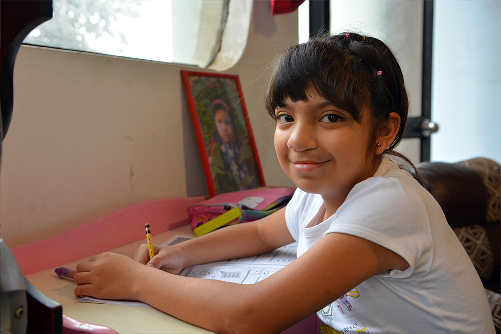 Bhania does her homework