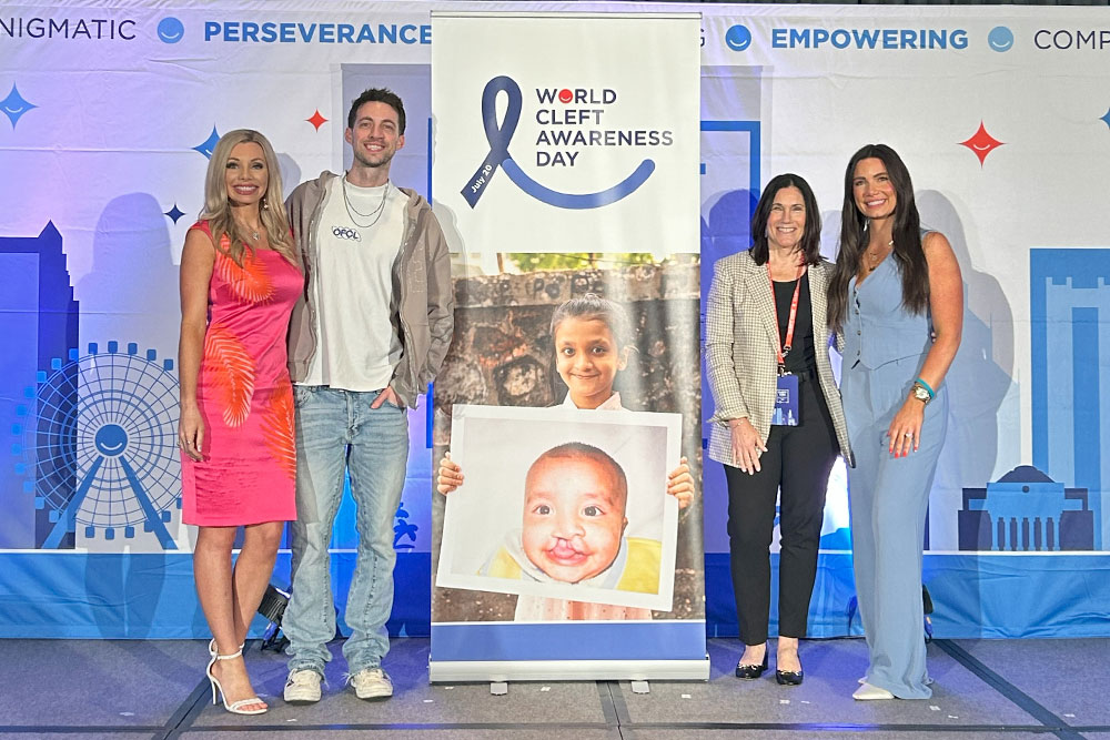 Allie Potter, Adam Potter, Smile Train CEO Susie Schaefer, and Autumn Baker share a smile at Cleft Con Orlando