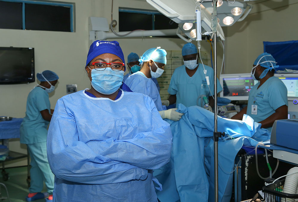 Cleft surgeon Dr. Malungo in her operating room in Lusaka, Zambia.