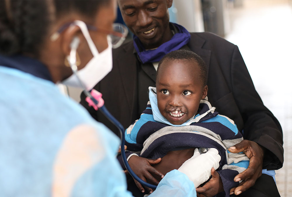 Benjamin at the hospital just before free Smile Train-sponsored cleft surgery