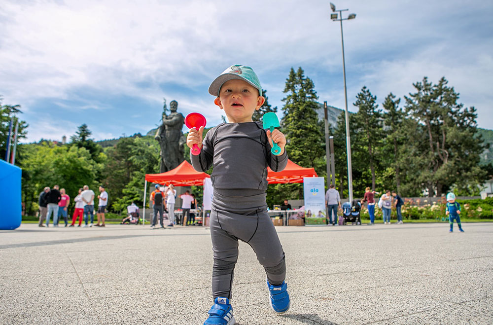 Lev Simeonov, a boy with a cleft, at the Run for Smiles in Vratsa, Bulgaria