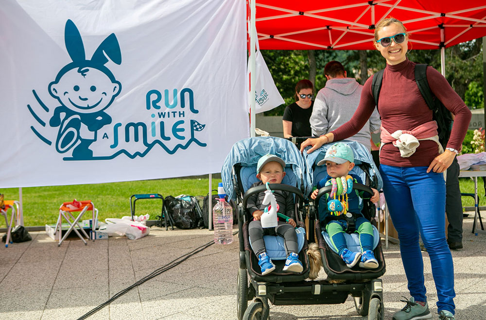 Dasha, Lev, and Philip at the Run for Smiles for Smile Train in Vratsa, Bulgaria