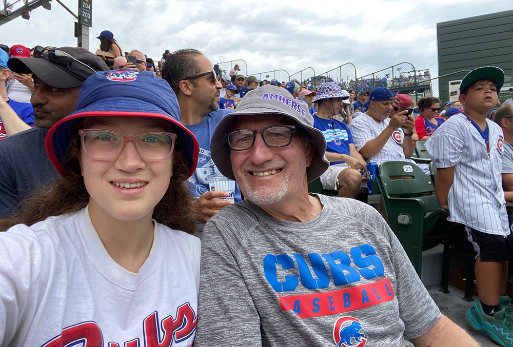 Grace and her Dad at Wrigley Field