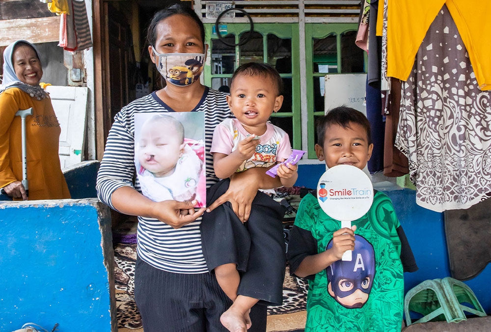 Karina and her family after her free Smile Train-sponsored cleft surgery