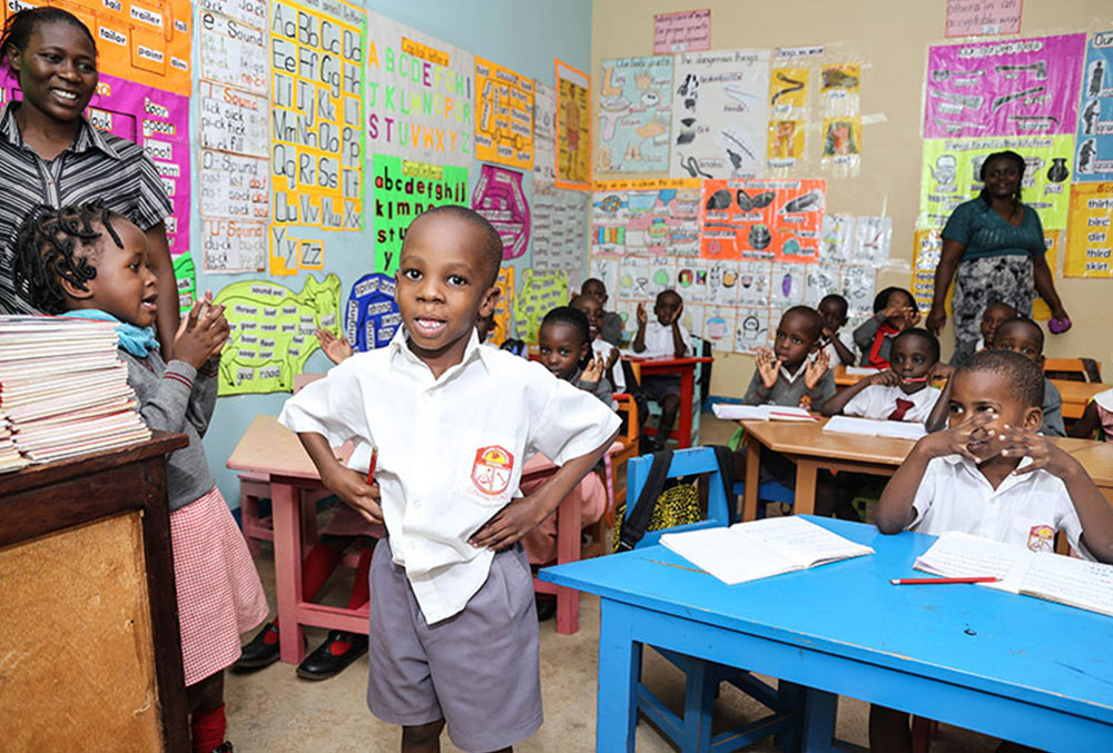 Livingstone in school after cleft lip and cleft palate treatment