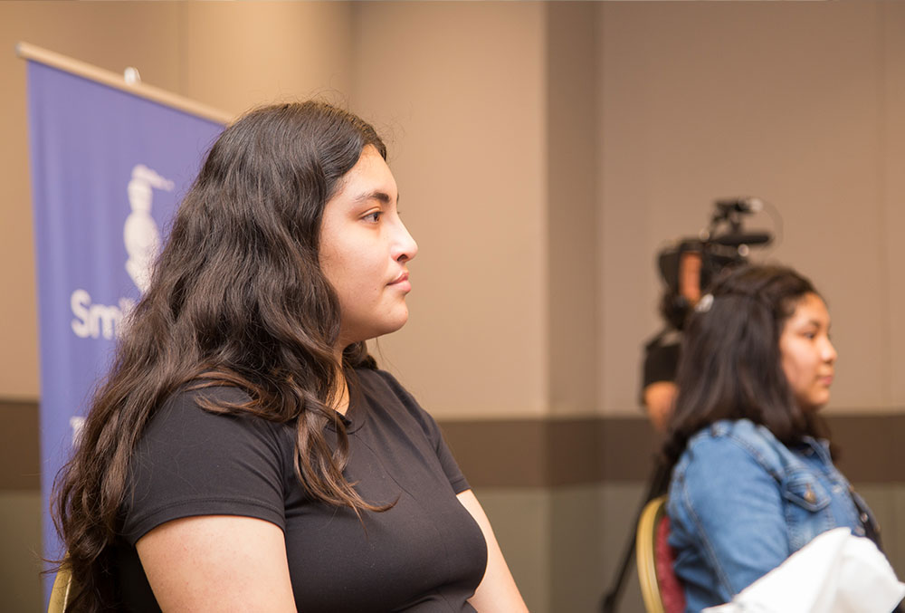 Two panelists with Andrea Meza in Mexico