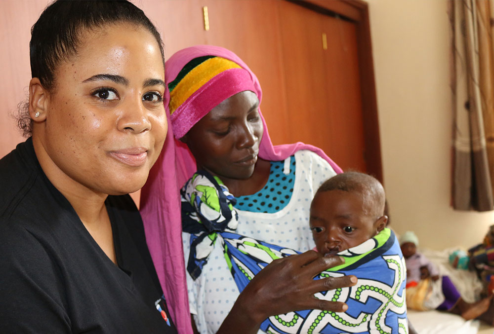 Nijha with a Smile Train patient and their mother in Kenya