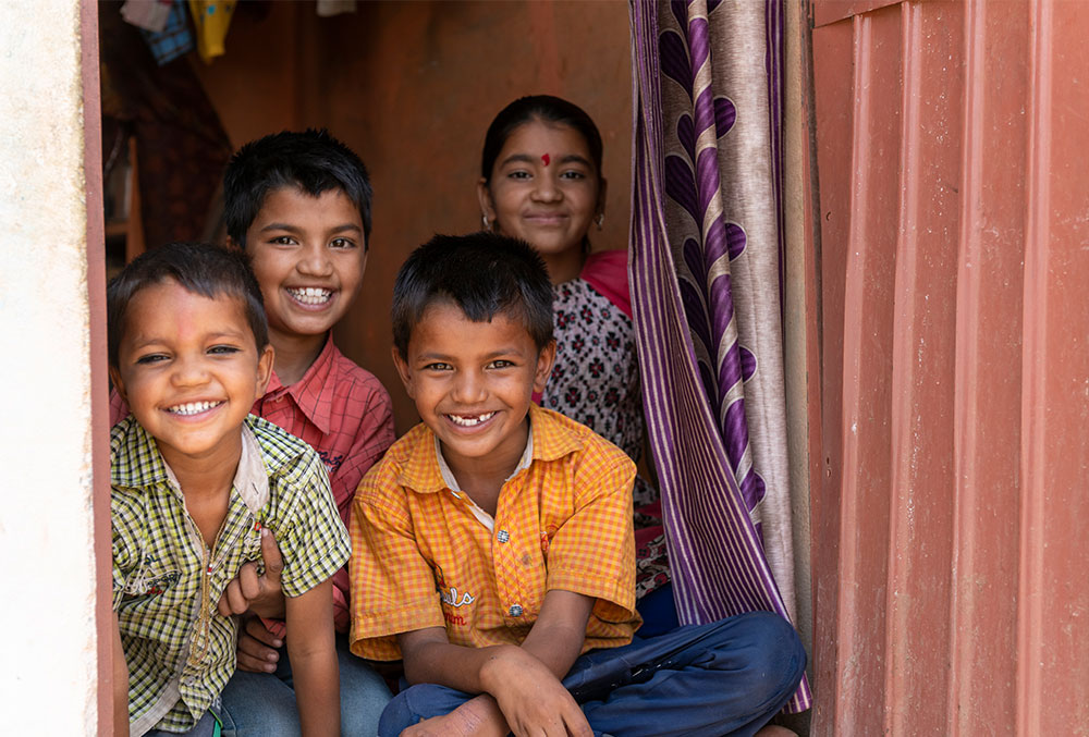 Rajesh with his siblings