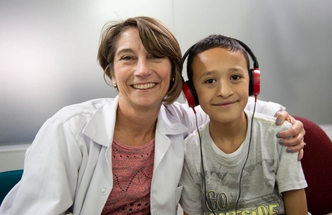 Pilar poses with speech patient