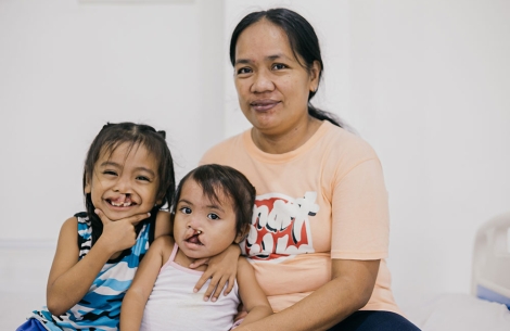 Marciel with Ernie, Jr. and Ermalen before their cleft surgeries