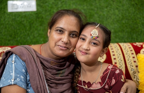 Bhumika smiling with her mother Jyoti after her cleft surgery