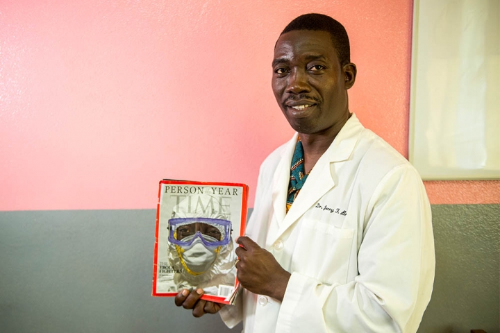 Dr Brown holds the Time magazine that he is on the cover of