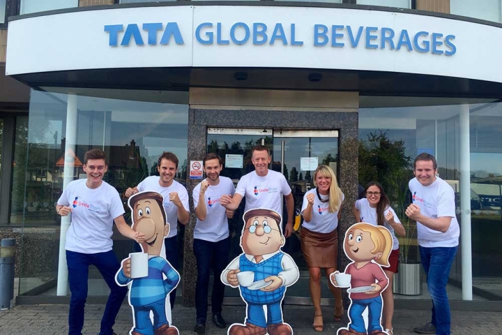 tetley tea employees in Smile Train shirts