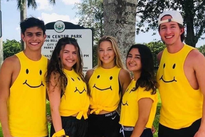 Group of Smile Train fundraisers in matching smile shirts