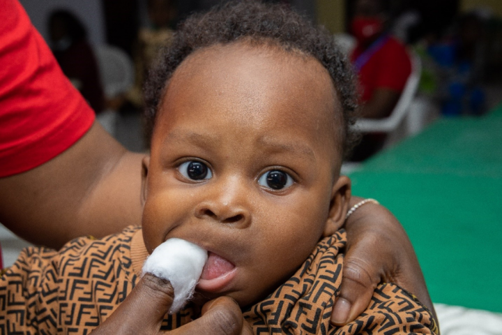 Baby boy at oral health training