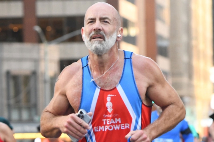 Eric Rosenheim-Patton running the New York Half Marathon in April 2022