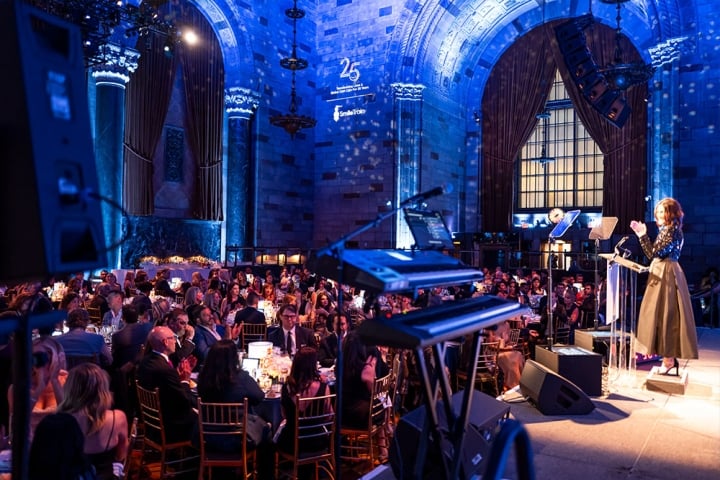 Cipriani 42nd St in Manhattan decorated for Smile Train’s 25th-Anniversary Gala as Susie Schaefer speaks