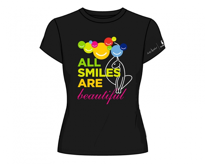t-shirt with phrase all smiles are beautiful on it