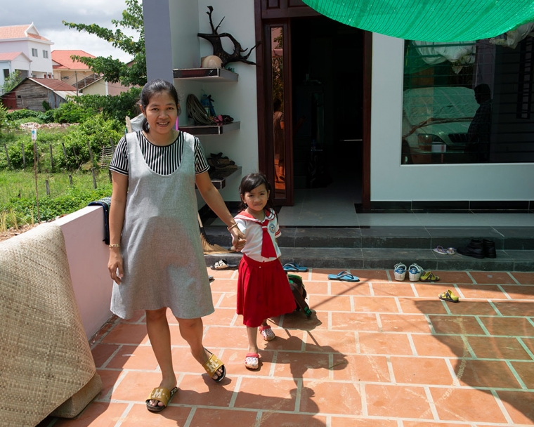 Meng going to school with her mother after Smile Train-sponsored cleft lip and palate surgery in Cambodia
