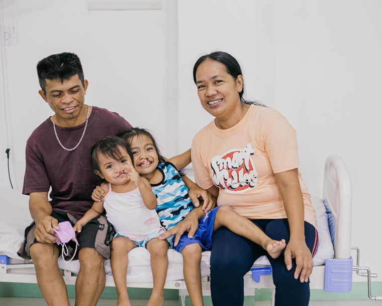 The family sharing a smile