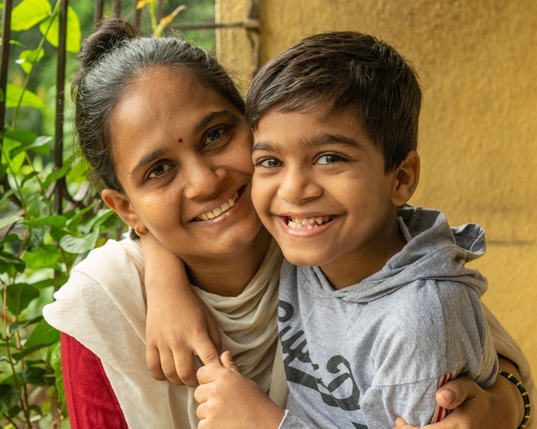 Samrat smiling with his mother