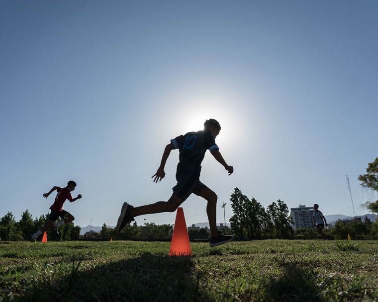 Federico doing drills on the soccer field