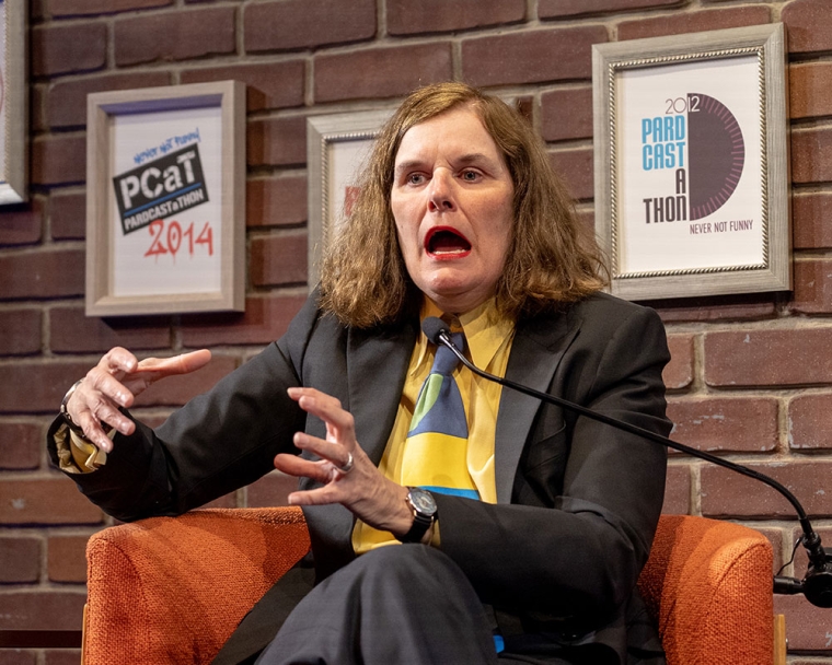 Paula Poundstone speaking at a past Pardcast-a-Thon