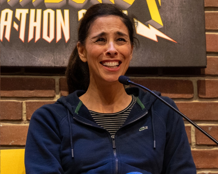 Sarah Silverman smiling at Pardcast-a-Thon 2024