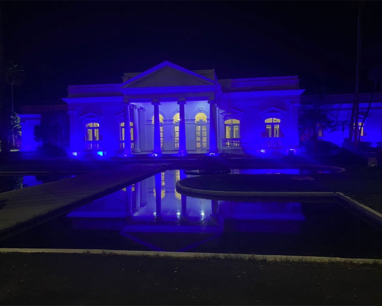 Sala do Governador in Brazil lit blue