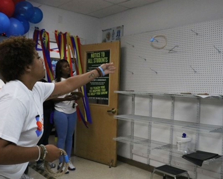Participant playing a ring game