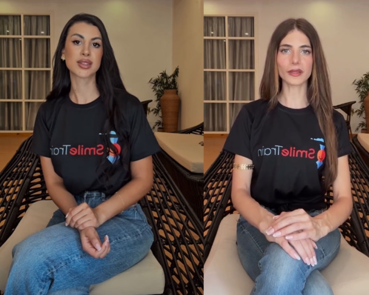 Sara Gouda and Sonia Gergis wearing Smile Train t-shirts